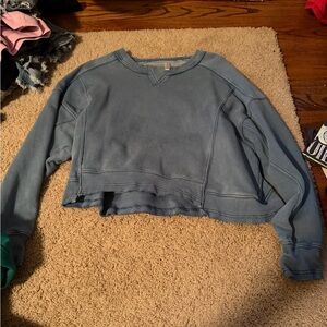 Free People Washed Blue Crewneck Sweatshirt